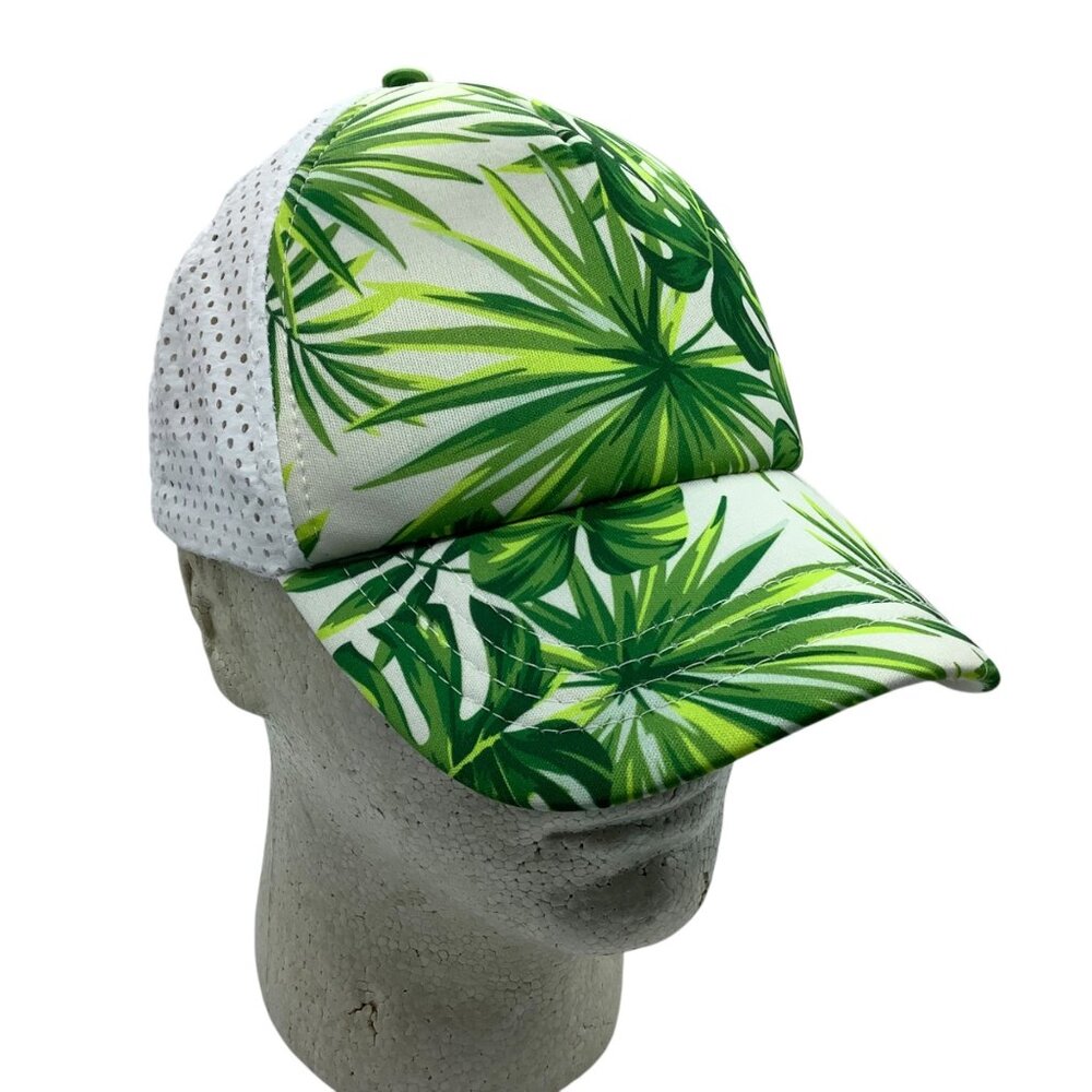 Banana Boat Tropical Palm‎ Leaf White Mesh Adjustable Trucker Hat One Size